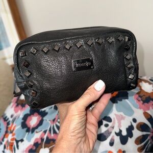 Treesje Black Leather Studded Zipper Bag